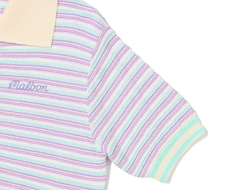 Malbon Golf Striped Short Sleeves Cardigans