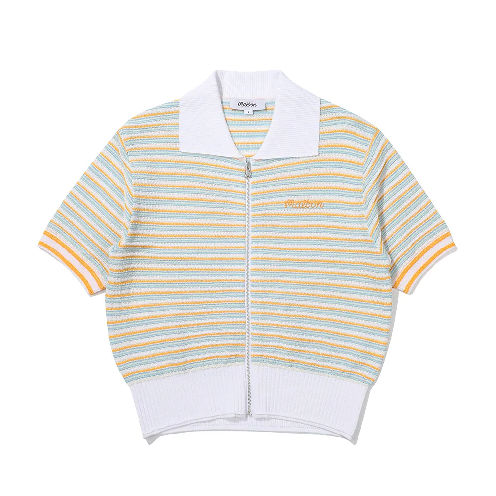 Malbon Golf Striped Short Sleeves Cardigans