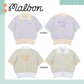 Malbon Golf Striped Short Sleeves Cardigans