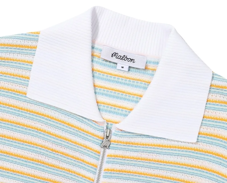 Malbon Golf Striped Short Sleeves Cardigans