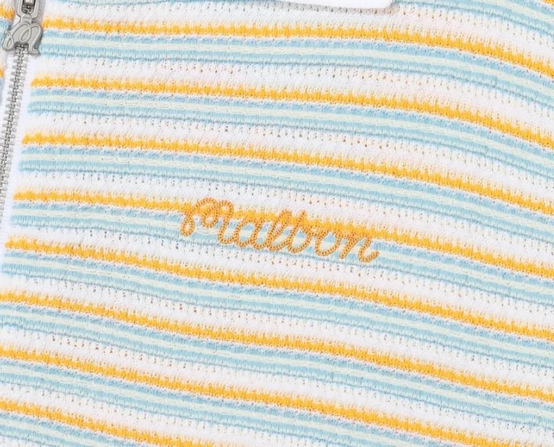 Malbon Golf Striped Short Sleeves Cardigans