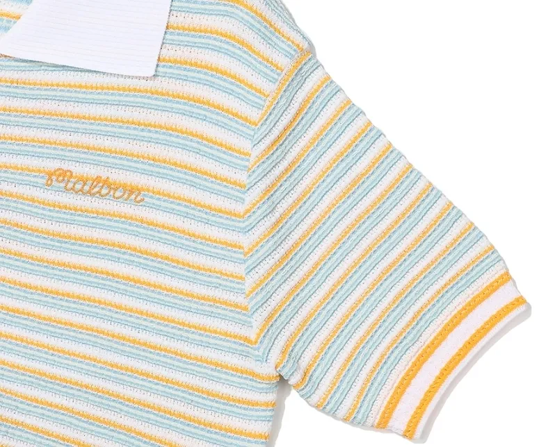 Malbon Golf Striped Short Sleeves Cardigans