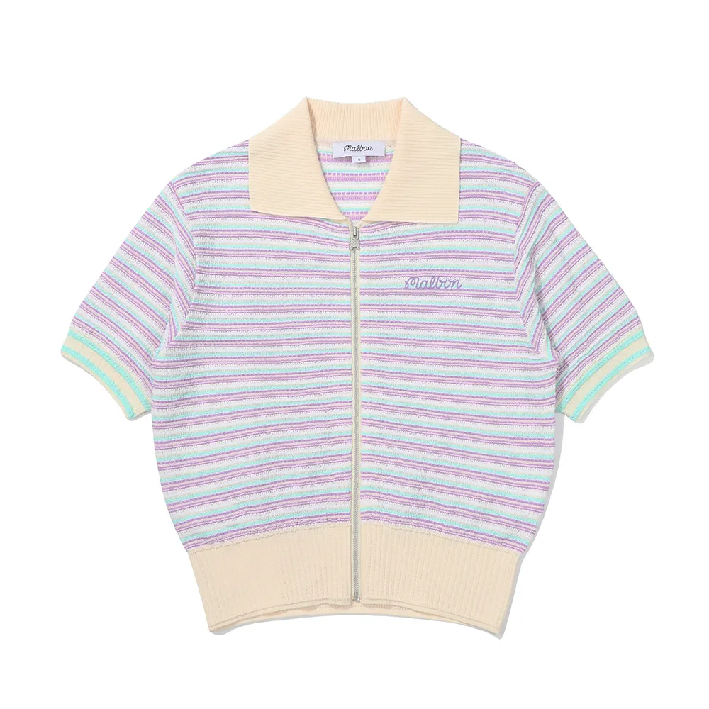 Malbon Golf Striped Short Sleeves Cardigans