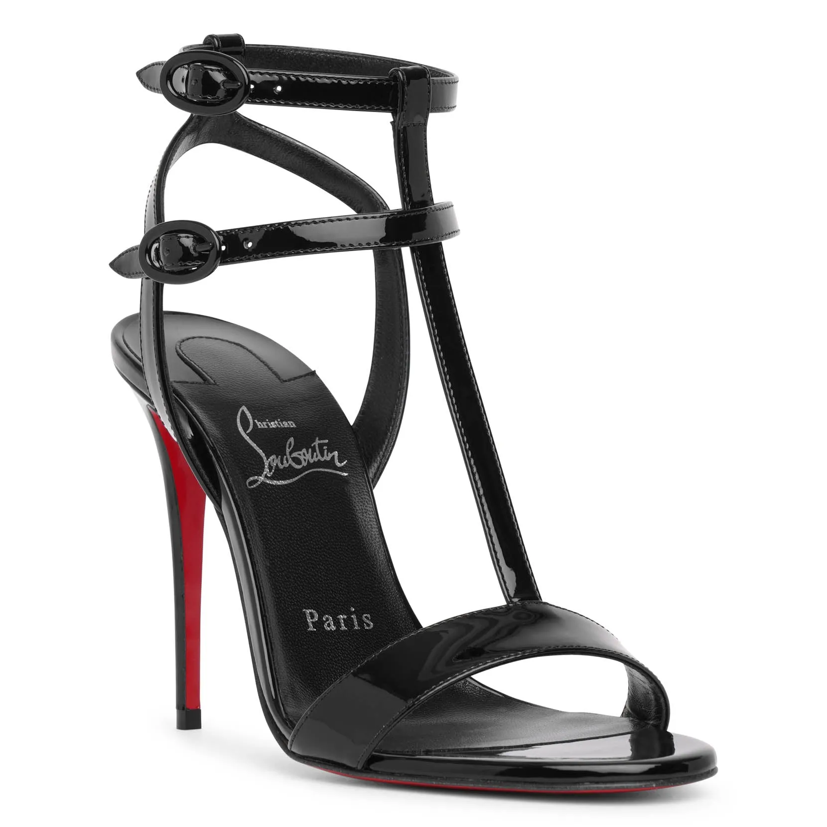 Mara 100 Black Patent Sandals by Christian Louboutin