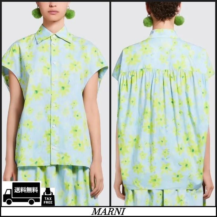 MARNI green cocoon shirt Parade print