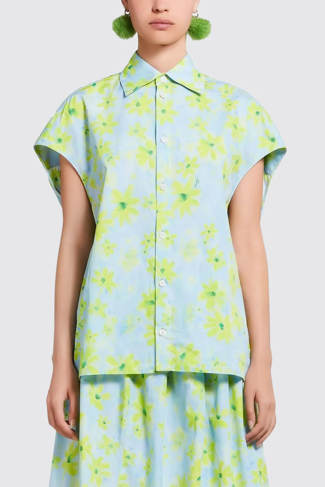 MARNI green cocoon shirt Parade print