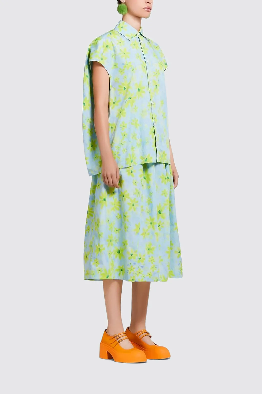 MARNI green cocoon shirt Parade print