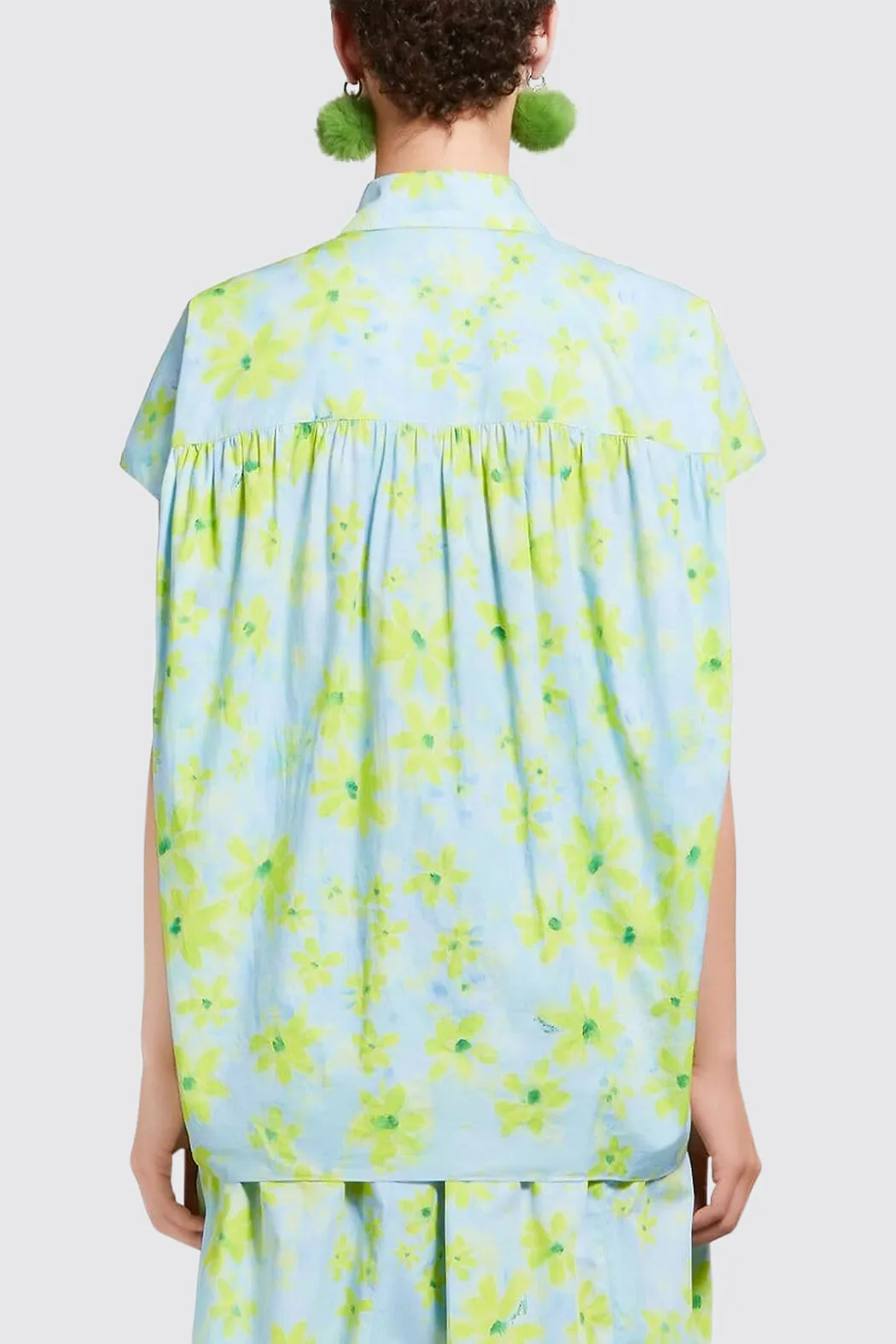 MARNI green cocoon shirt Parade print