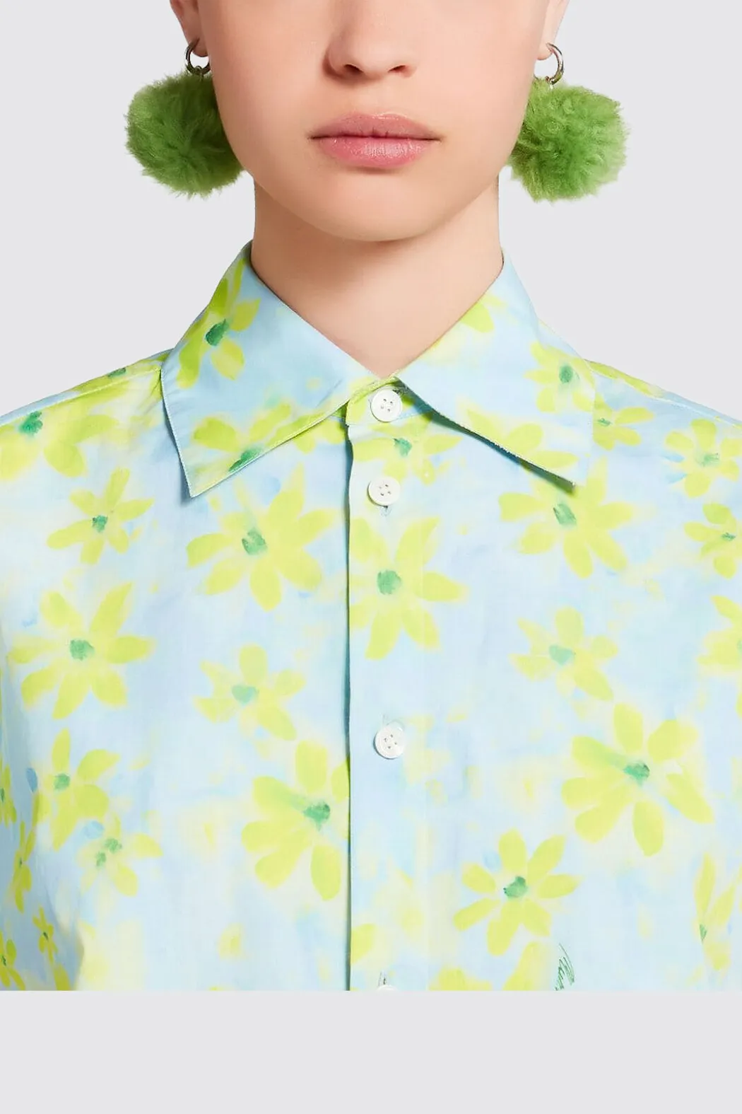 MARNI green cocoon shirt Parade print