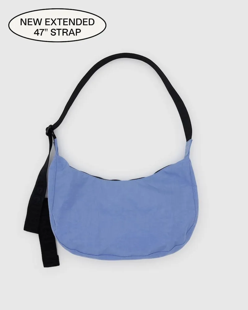 Medium Blue Nylon Crescent Bag