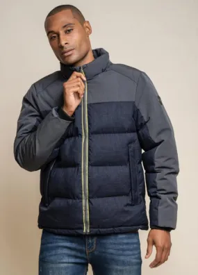 Men's Navy Blue Cavani Padded Bomber Coat Jacket