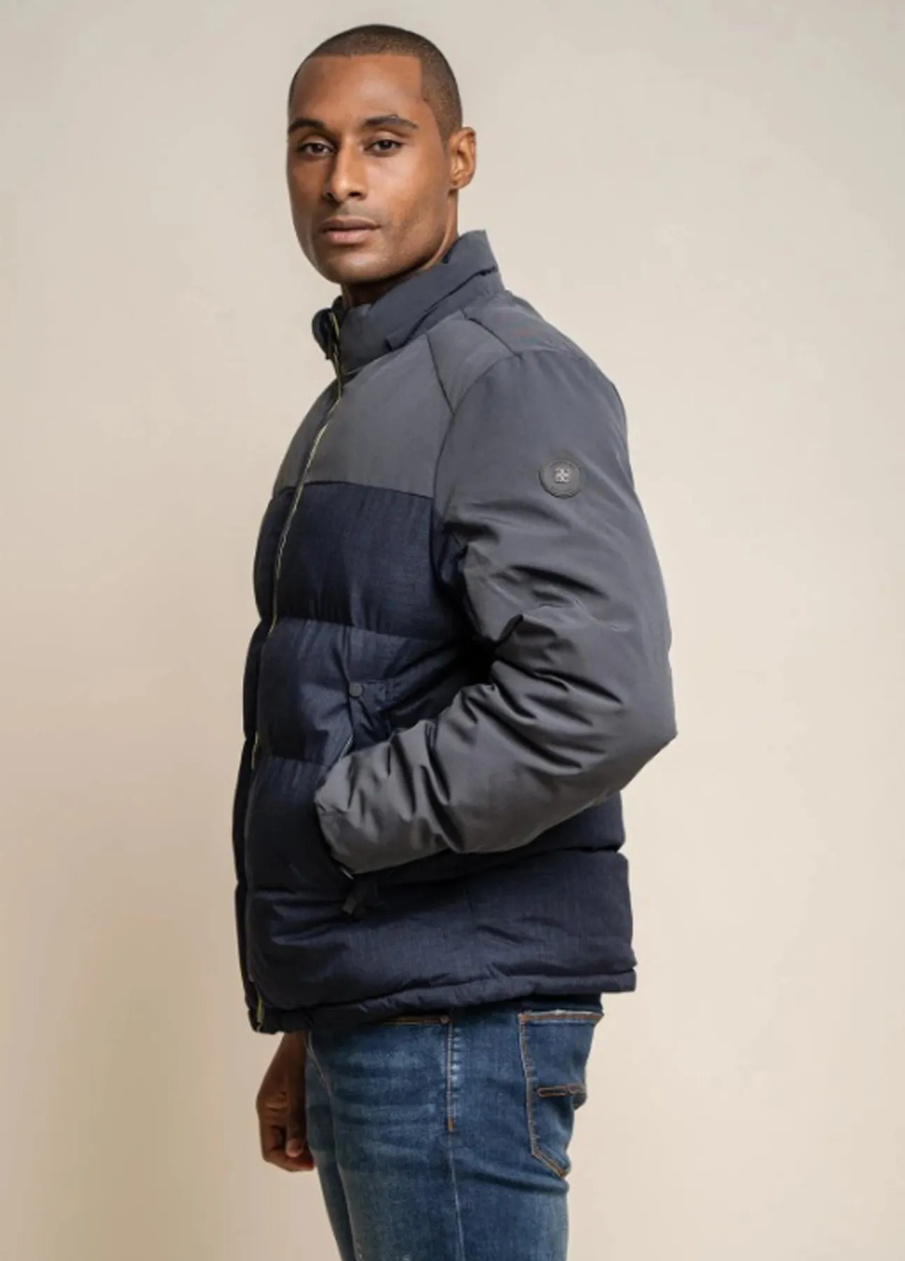 Men's Navy Blue Cavani Padded Bomber Coat Jacket