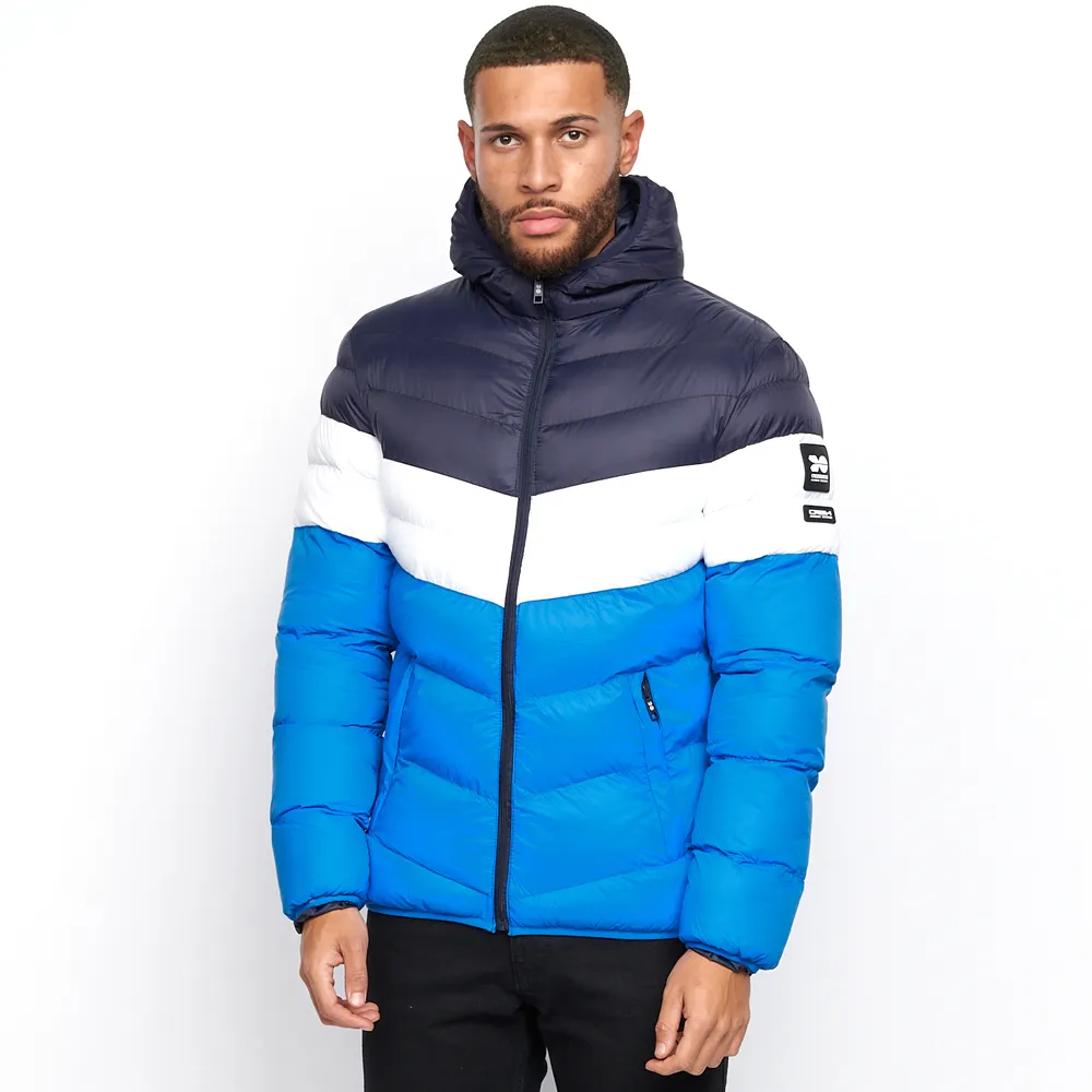 Men's Padded Mid Length Bubble Crosshatch Coat Hooded Jacket