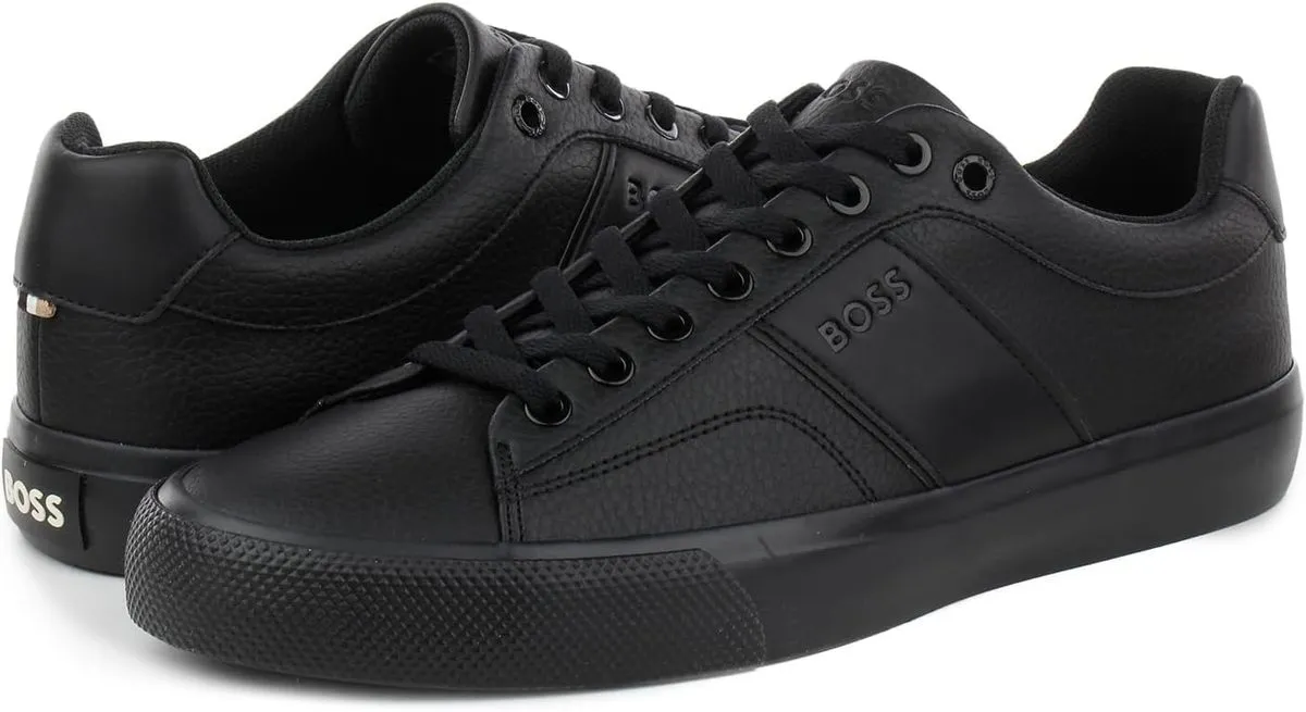 Men's Black Lace-Up Tennis Sneaker