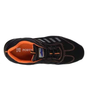 Mens Steelite Lusum S1P HRO Suede Safety Shoes Black/Red Portwest