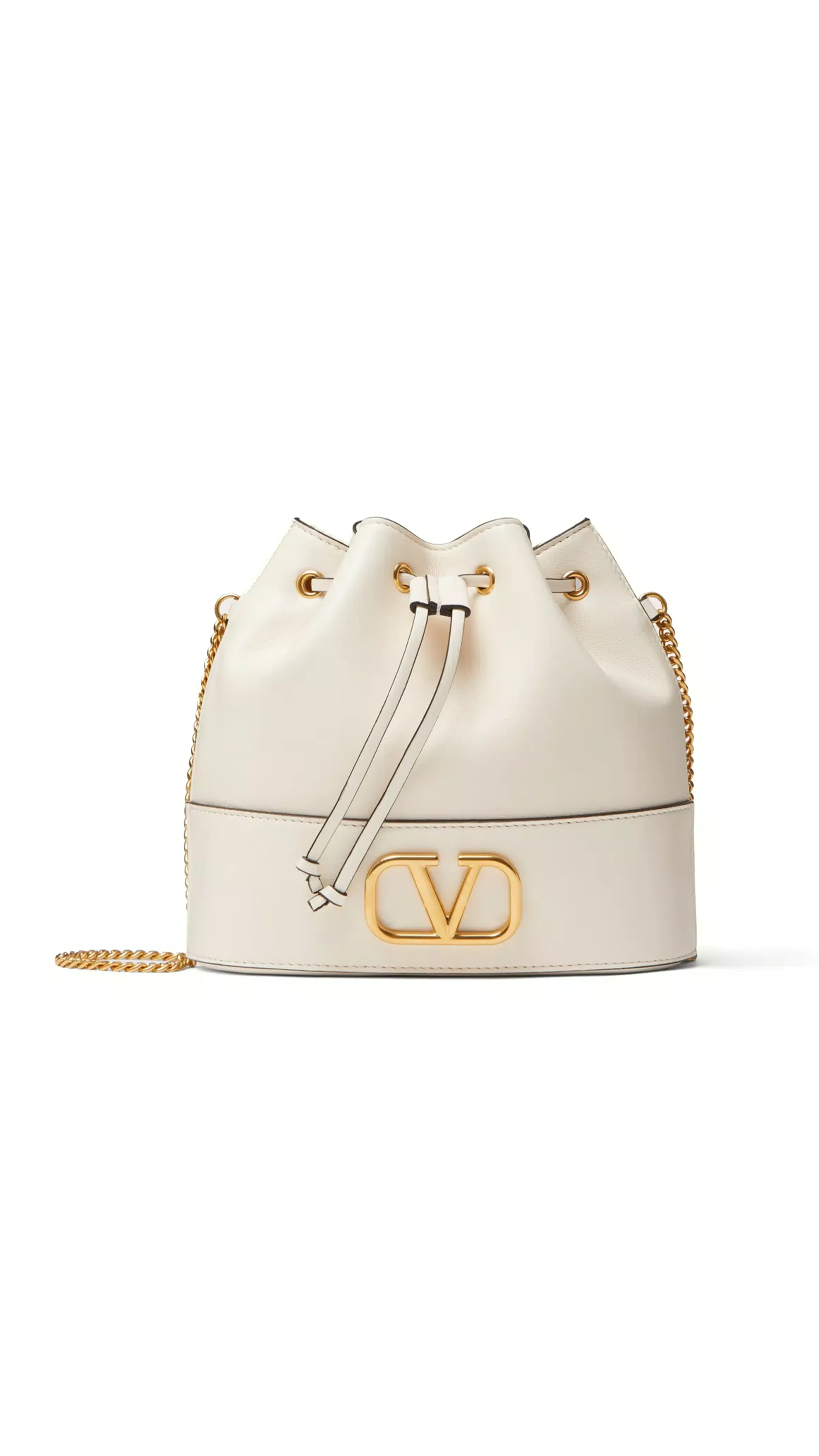 Mini Bucket Bag Nappa Vlogo Signature Chain Light Ivory