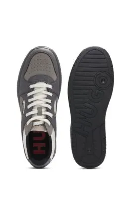 Mixed-material trainers with nubuck-effect trims