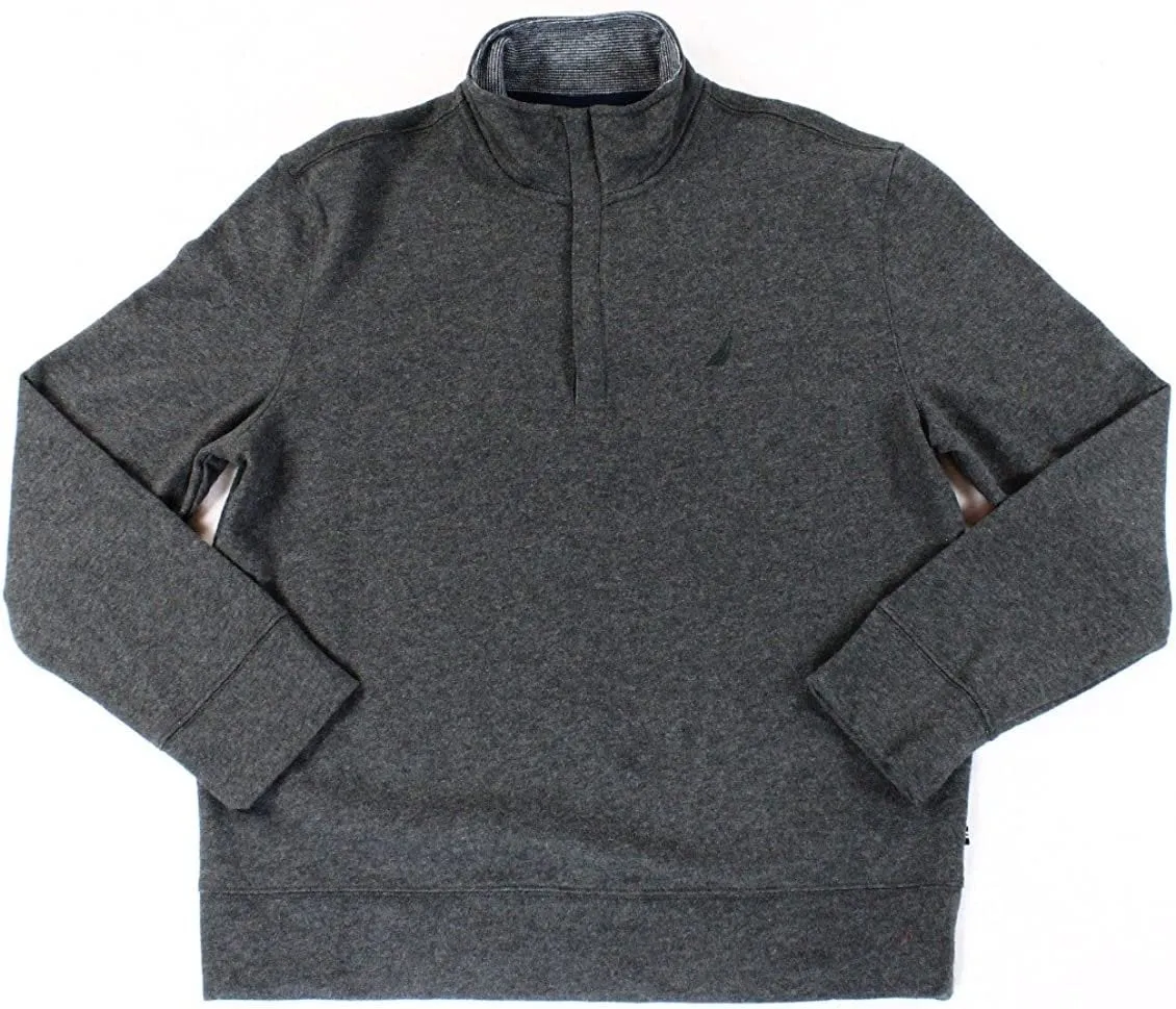 Nautica Men's Charcoal Quarter-Zip Mock-Neck Sweater with Placket