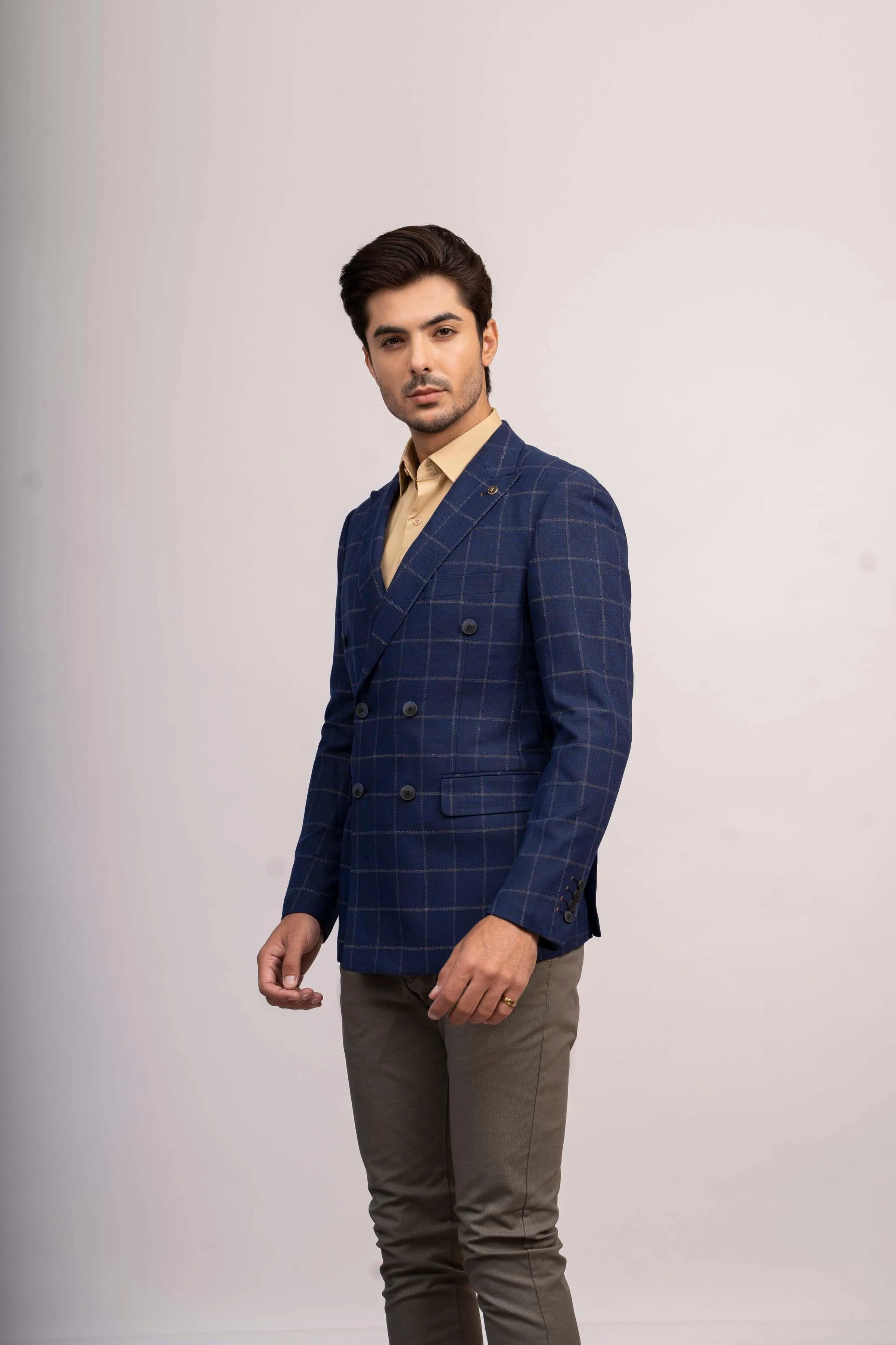 Navy Blue Slim Fit Casual Coat