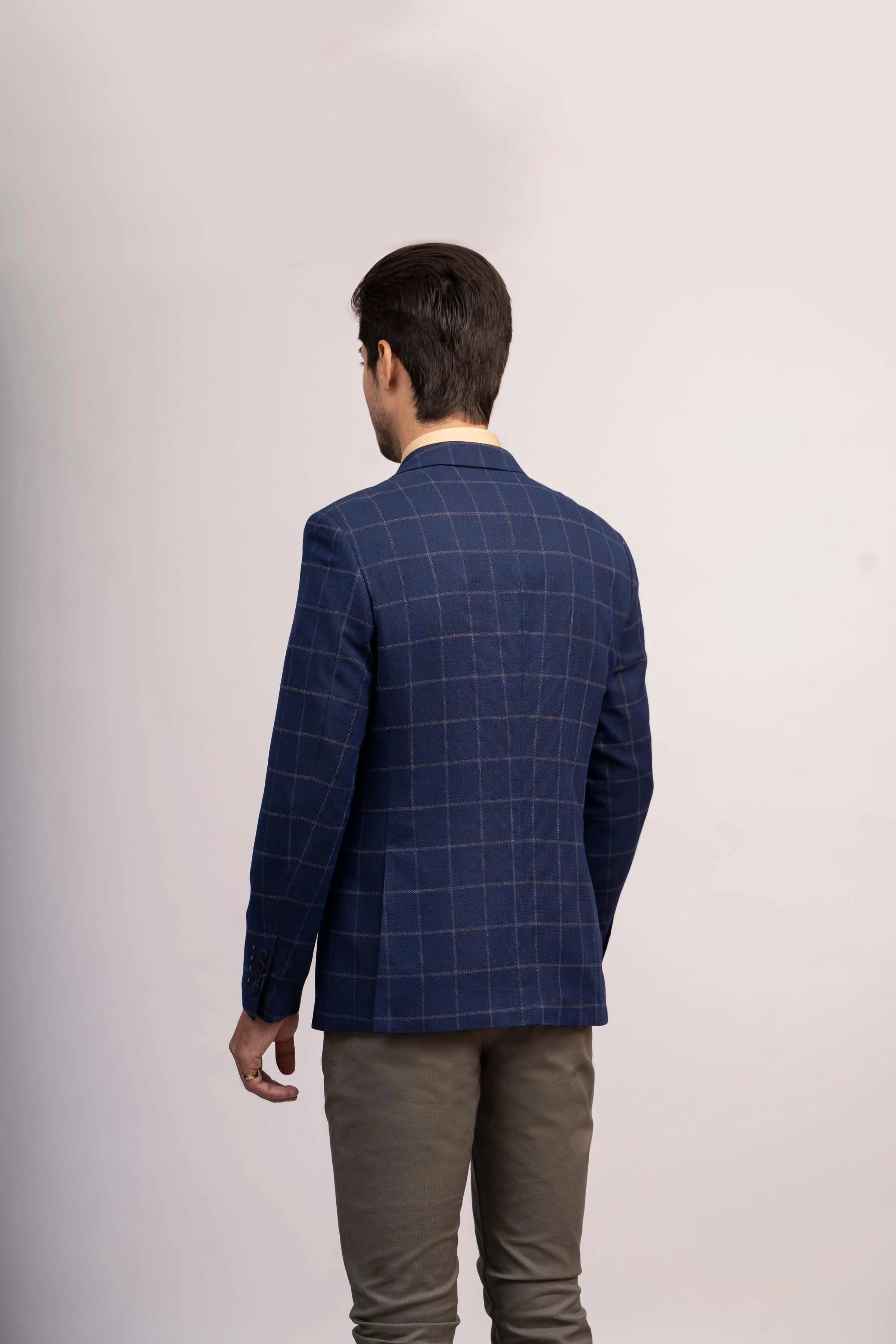 Navy Blue Slim Fit Casual Coat