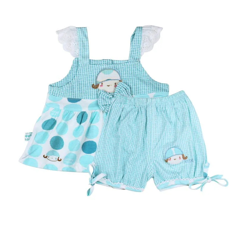 Girls Polka Dot Dress Pants Set, Sleeveless Halter Baby Clothes, Cotton Material, Ages 1-3 SM6