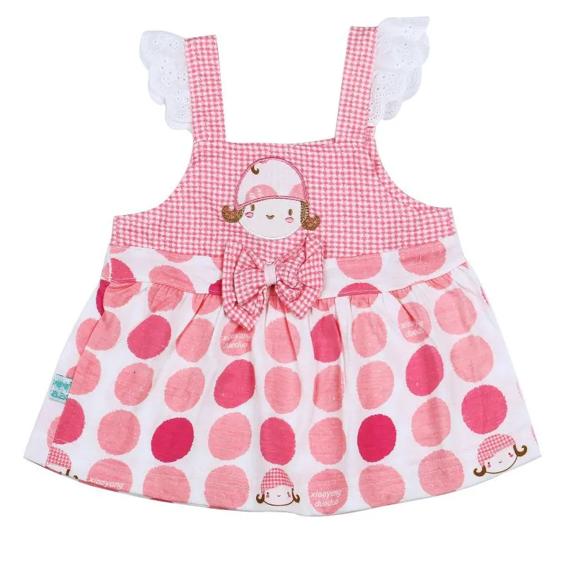 Girls Polka Dot Dress Pants Set, Sleeveless Halter Baby Clothes, Cotton Material, Ages 1-3 SM6