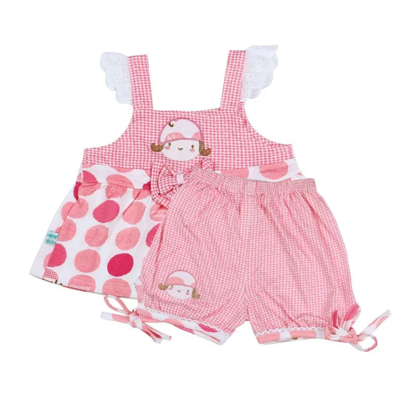 Girls Polka Dot Dress Pants Set, Sleeveless Halter Baby Clothes, Cotton Material, Ages 1-3 SM6