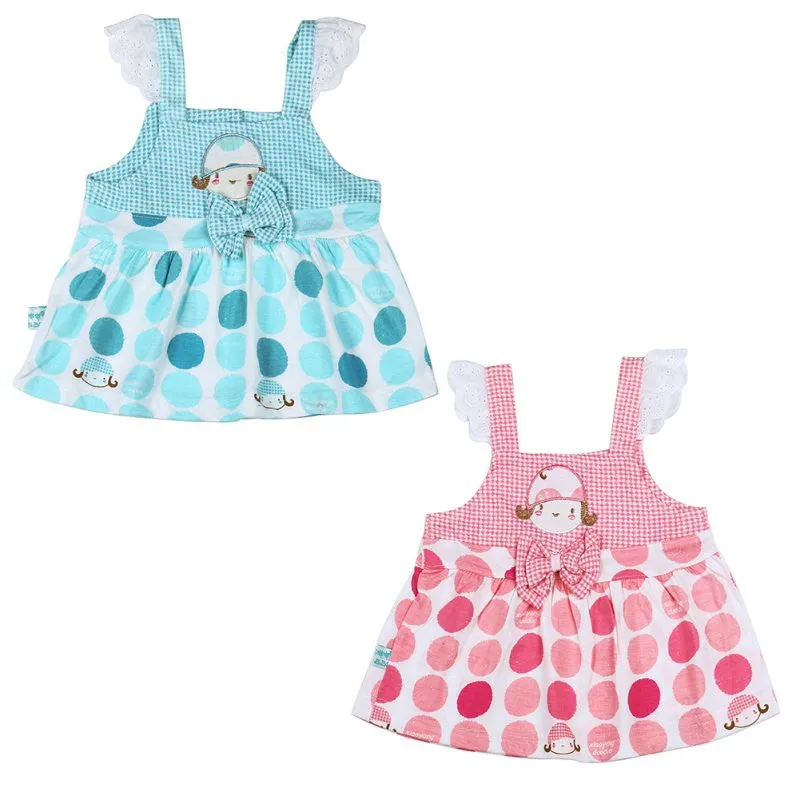 Girls Polka Dot Dress Pants Set, Sleeveless Halter Baby Clothes, Cotton Material, Ages 1-3 SM6