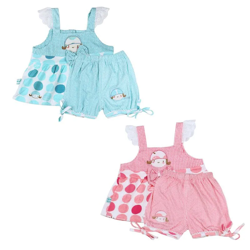 Girls Polka Dot Dress Pants Set, Sleeveless Halter Baby Clothes, Cotton Material, Ages 1-3 SM6