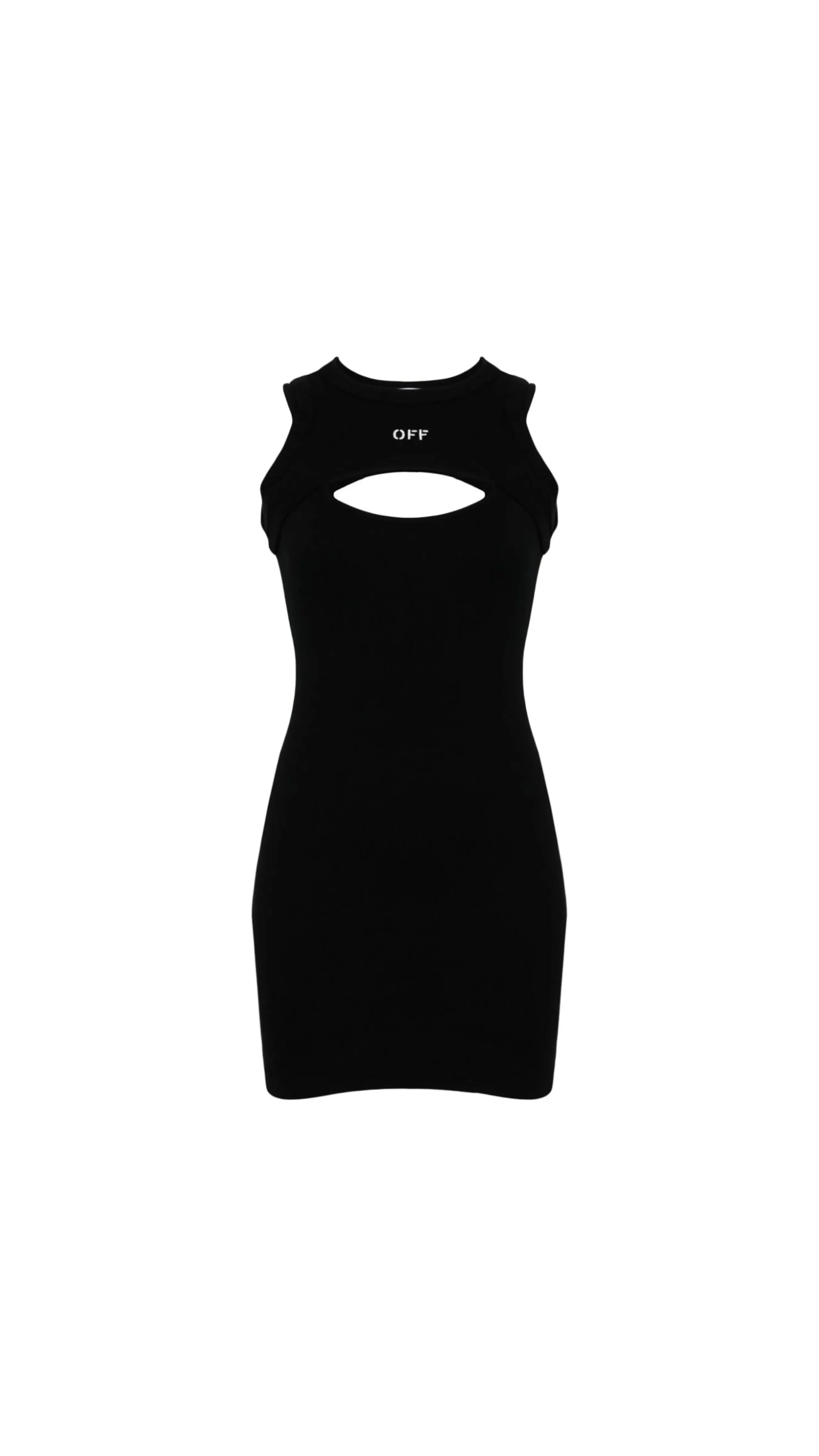 Black Round Mini Dress Off Stamp