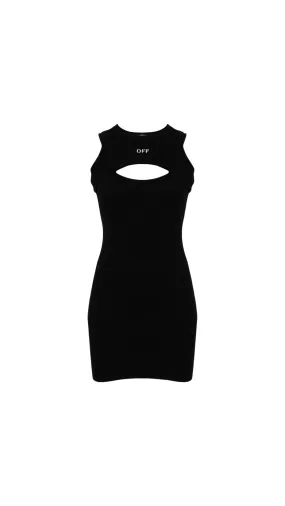 Black Round Mini Dress Off Stamp