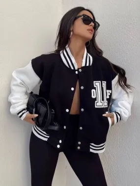 Oversized Women's Bomber Jacket - Casual Back To School Outerwear