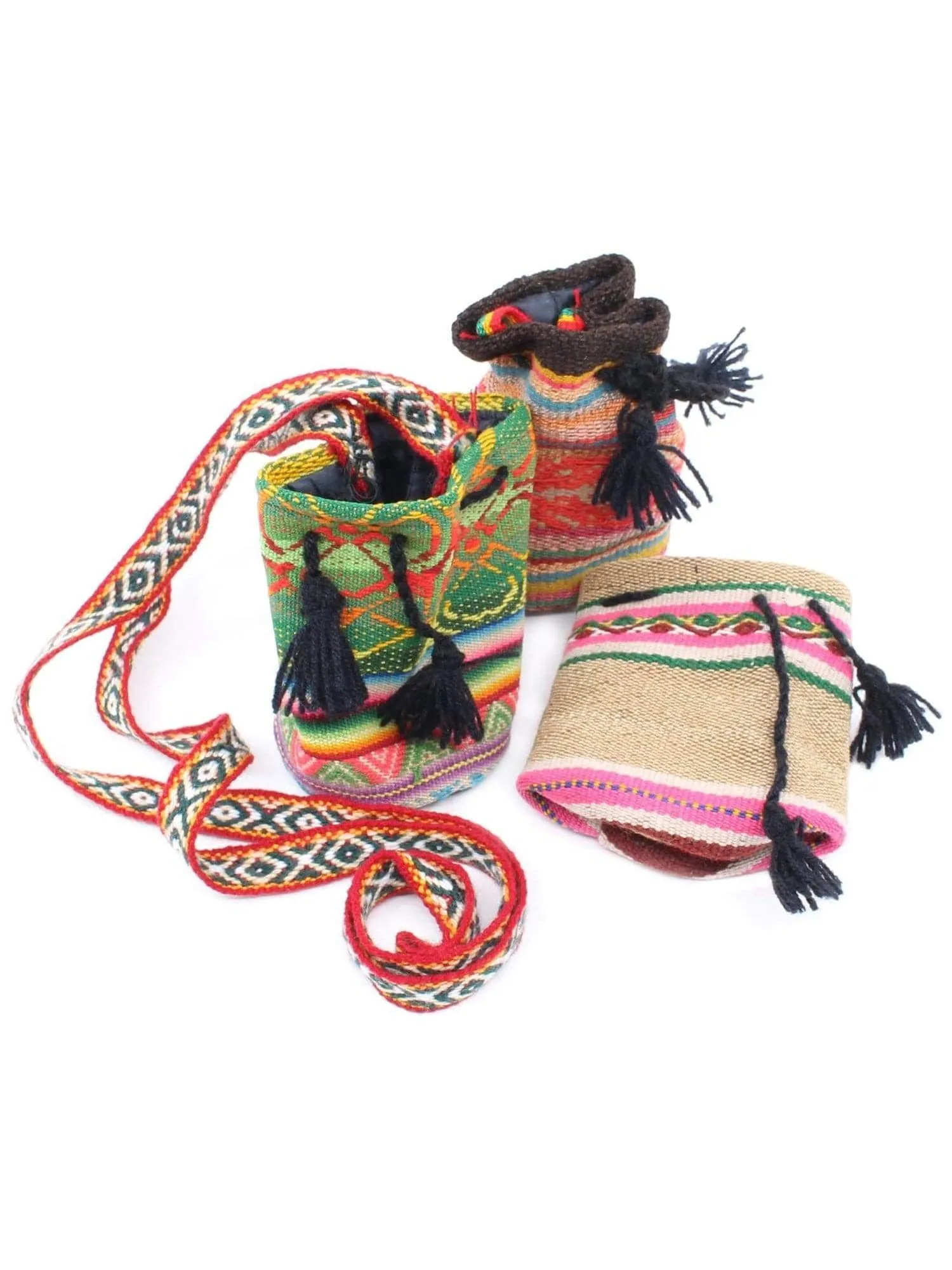 Peruvian Vintage Textile Drawstring Bag - Small