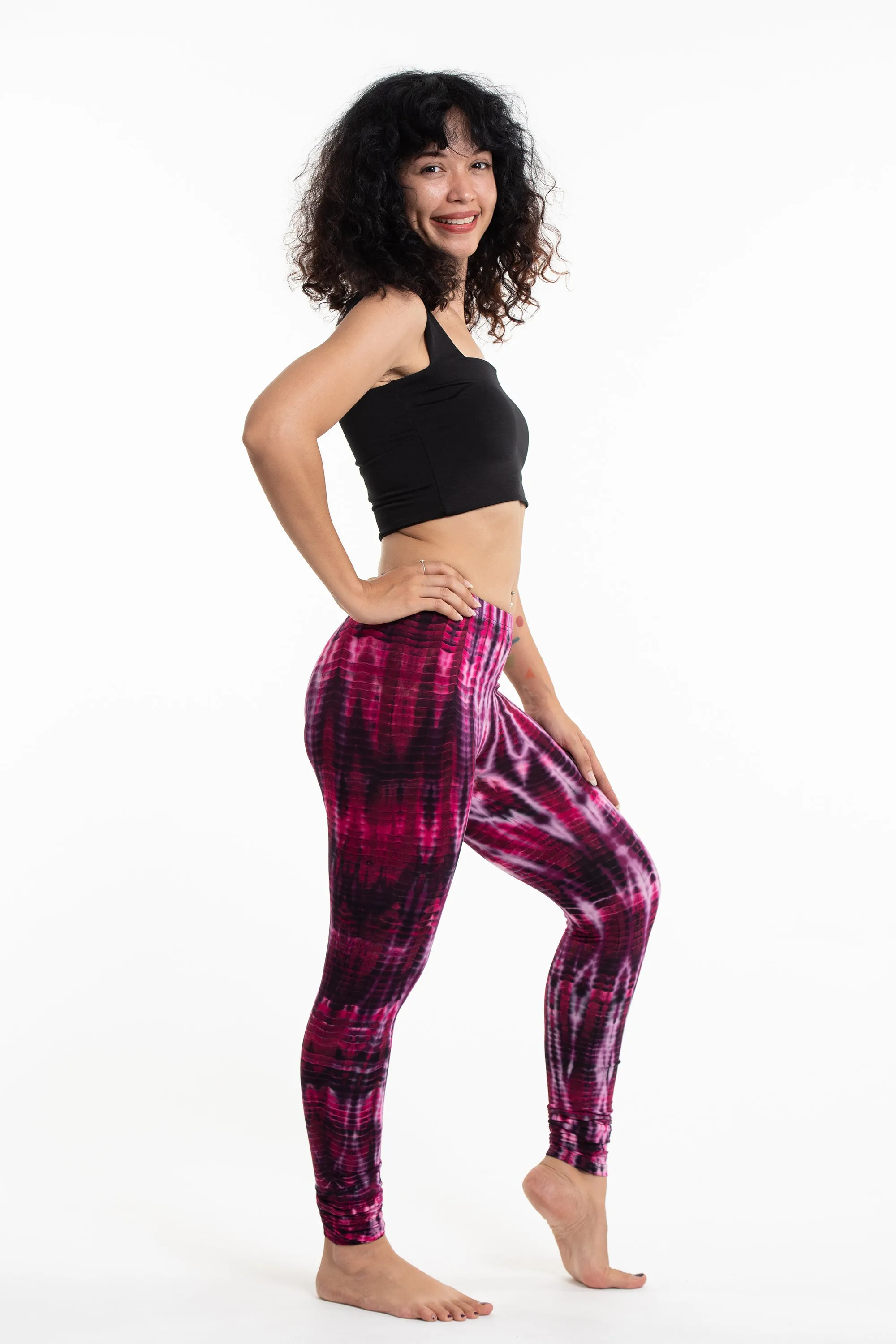 Pink Lightning Stripes Tie Dye Cotton Leggings