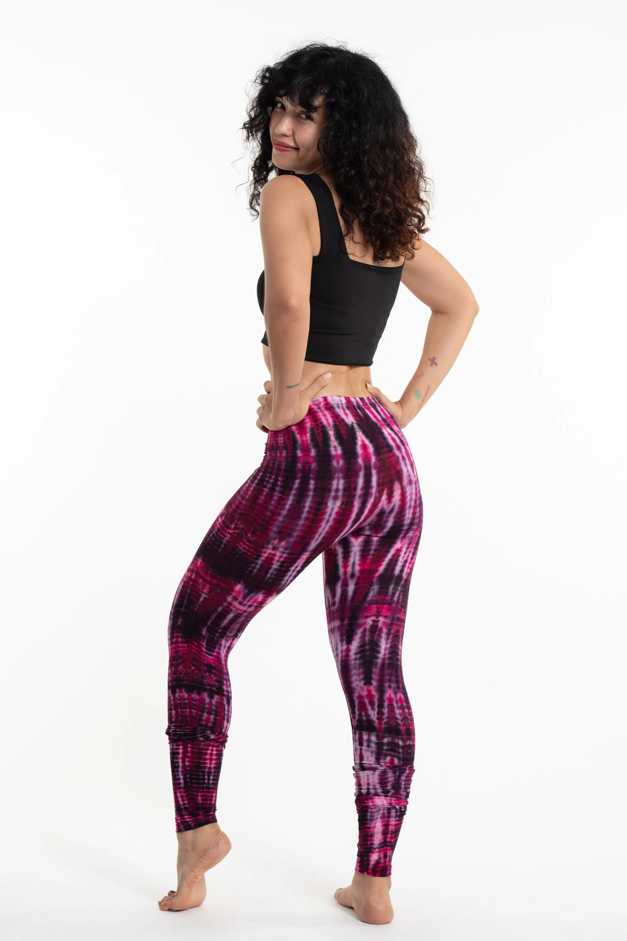 Pink Lightning Stripes Tie Dye Cotton Leggings