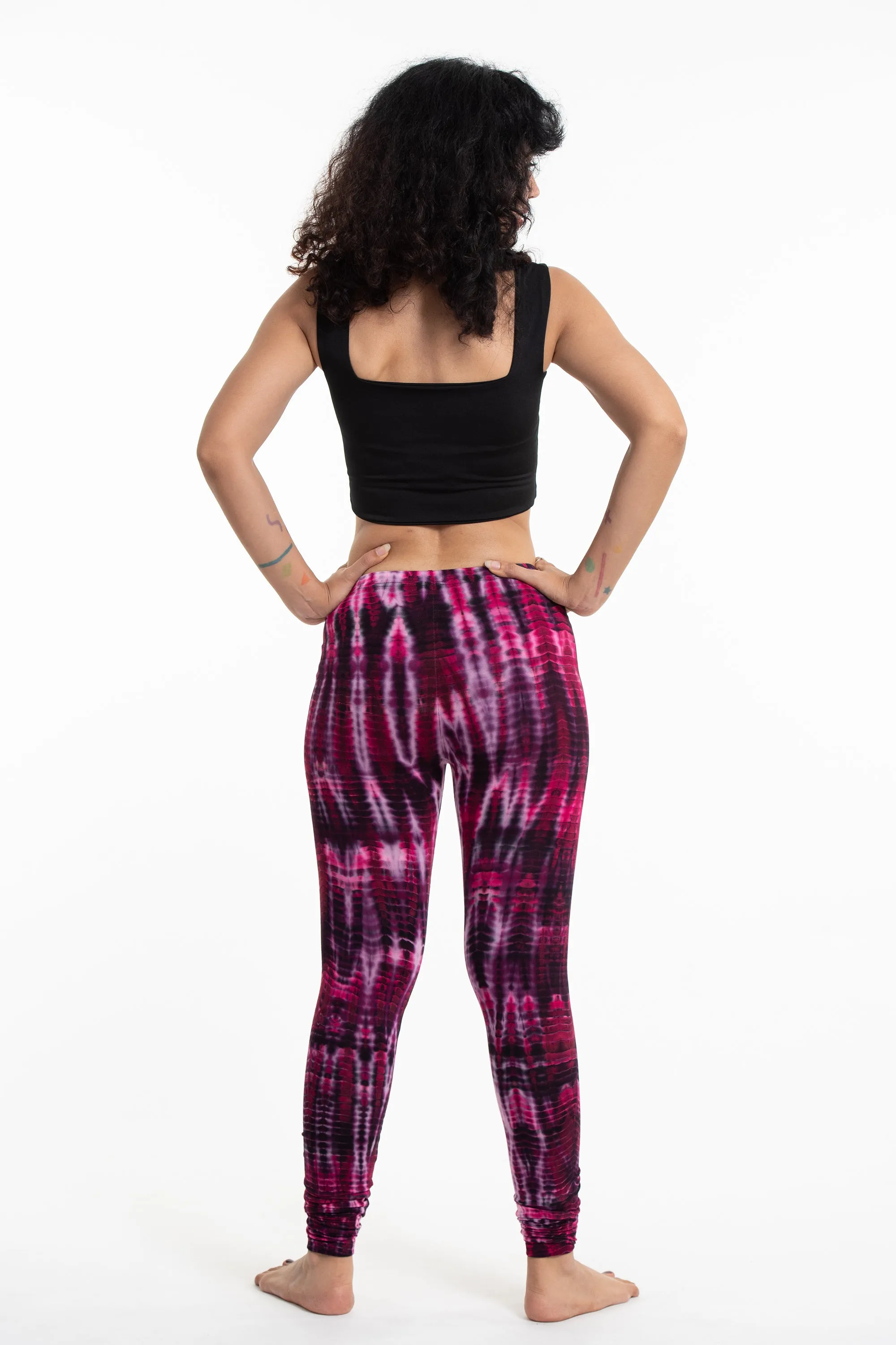 Pink Lightning Stripes Tie Dye Cotton Leggings