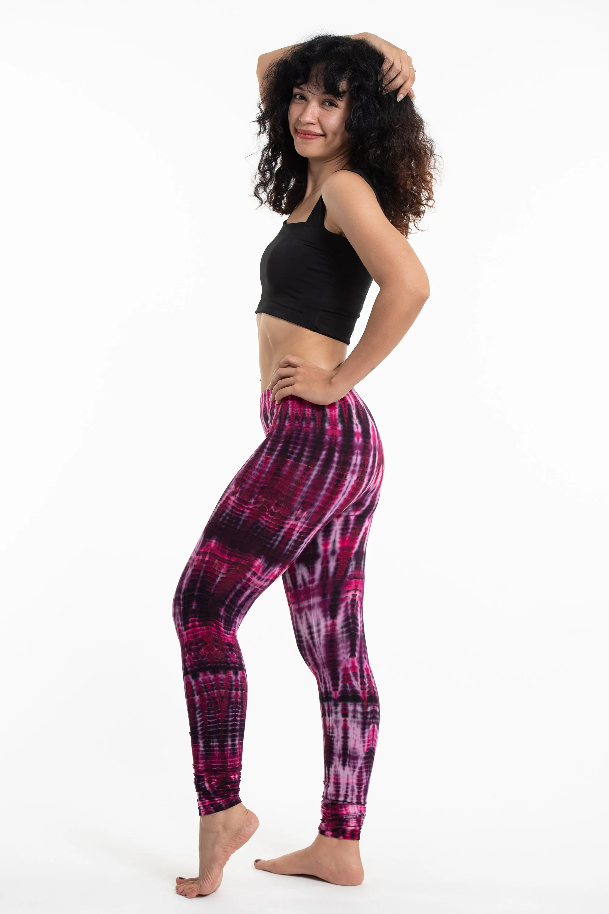 Pink Lightning Stripes Tie Dye Cotton Leggings