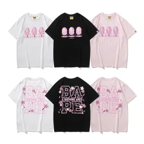 Pink White Black Cherry Blossoms Bape Shark T-shirt