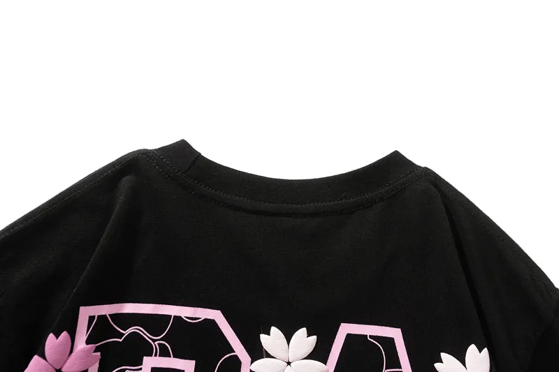 Pink White Black Cherry Blossoms Bape Shark T-shirt