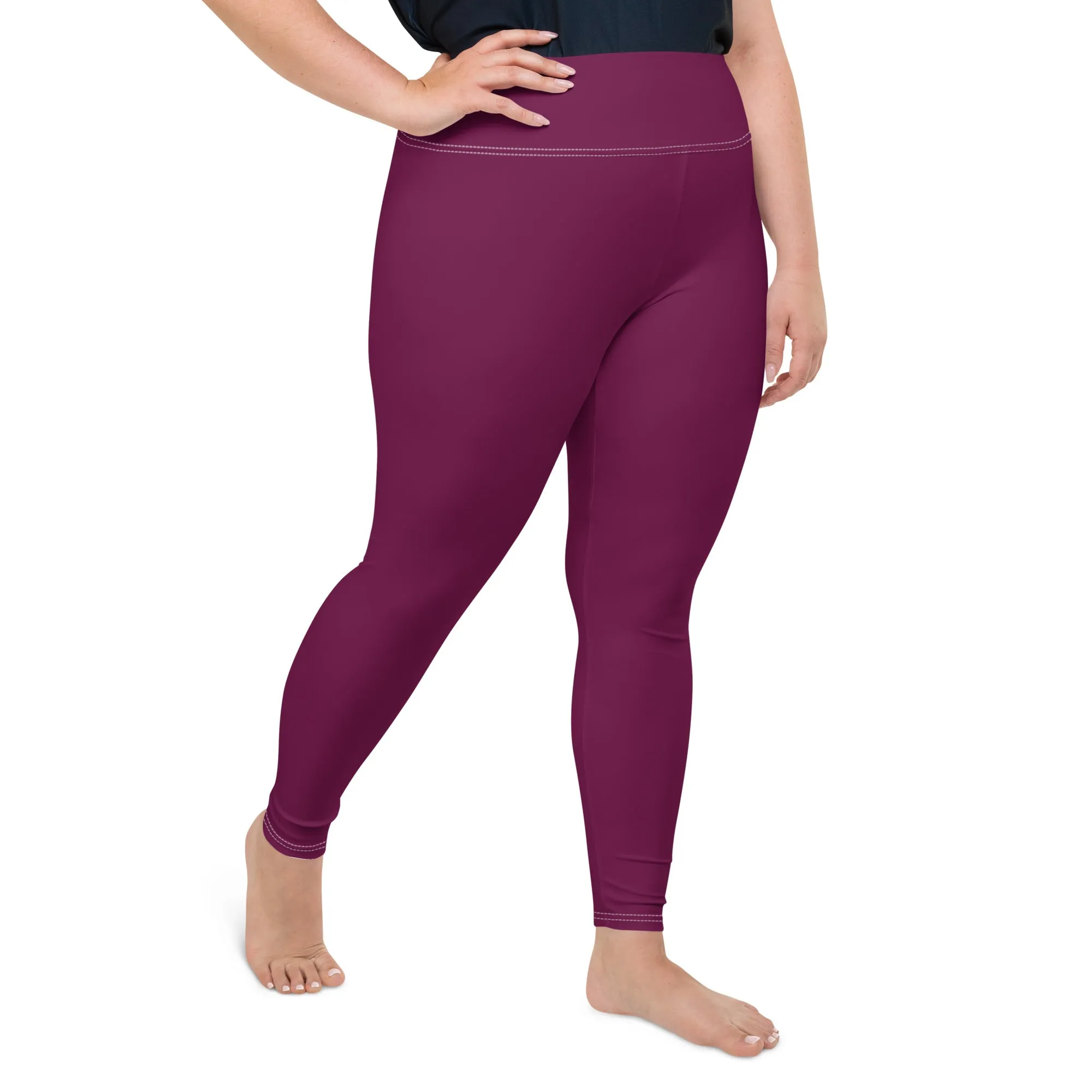 Plus Size Tyrian Purple Workout Leggings for Women - Sculpted Confidence