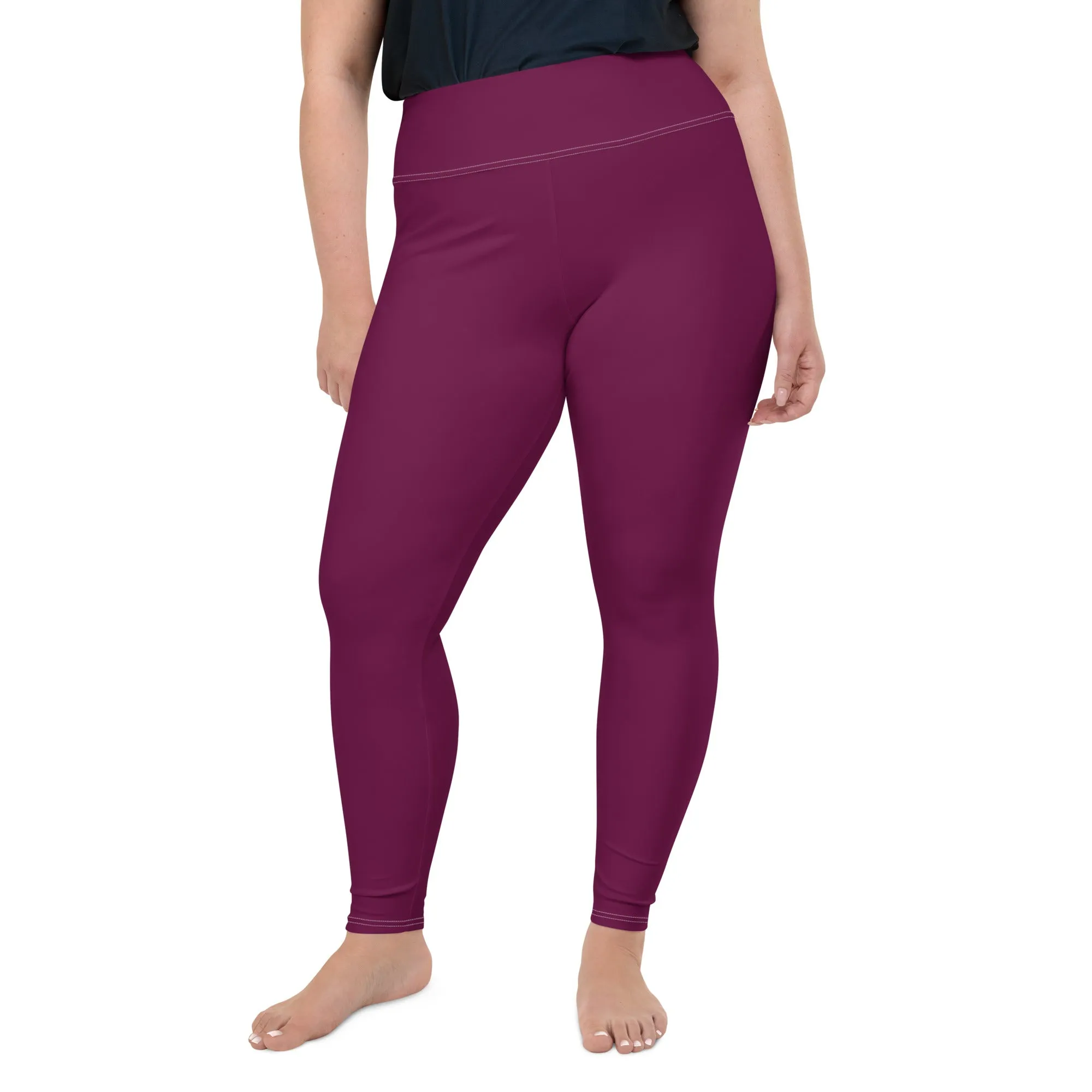 Plus Size Tyrian Purple Workout Leggings for Women - Sculpted Confidence