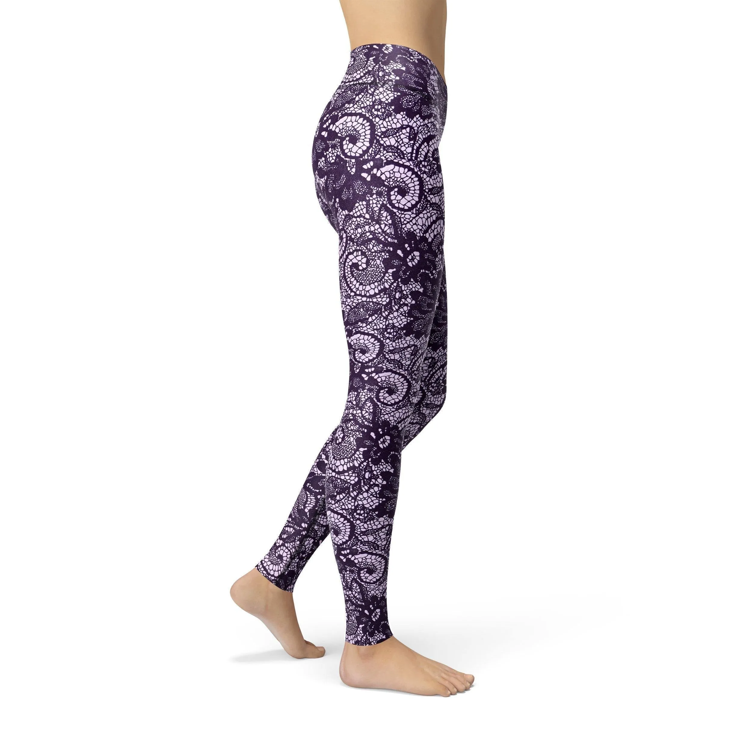 Purple Lace Leggings for Women