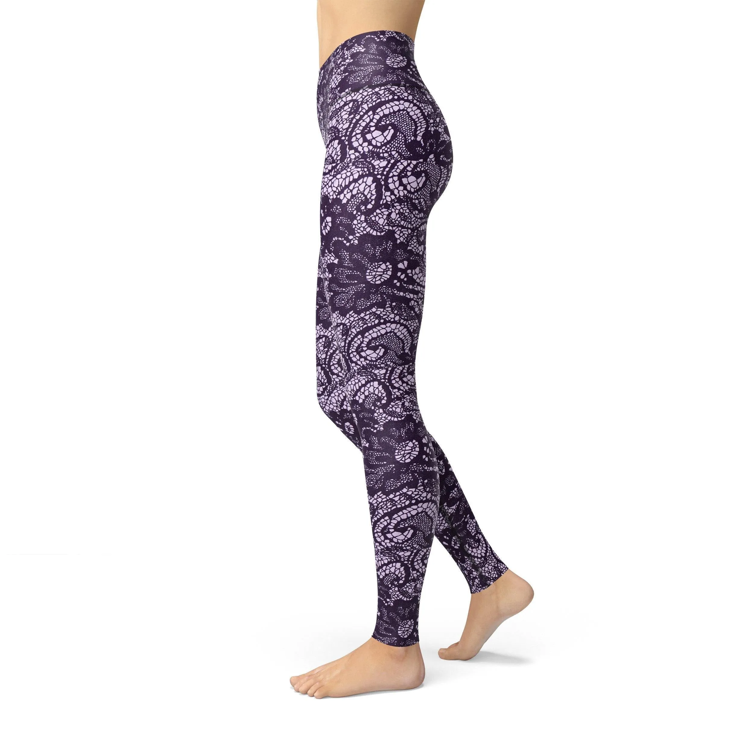 Purple Lace Leggings for Women