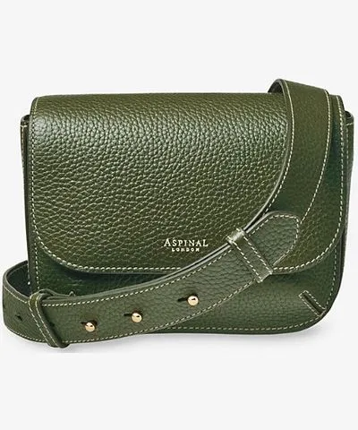 Racing Green Ella Logo-Print Leather Cross-Body Bag