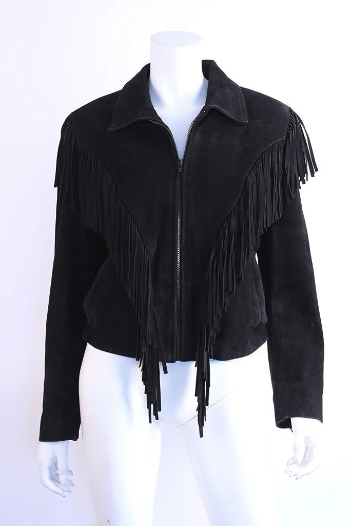 Retro Black Suede Fringe Coat - More suitable for search engine optimization.