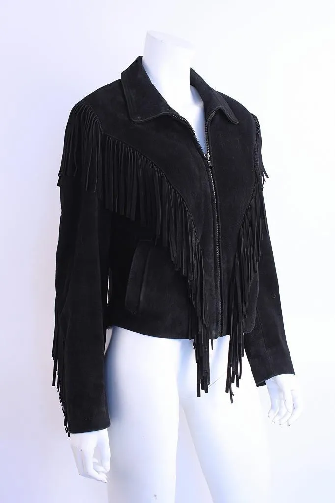 Retro Black Suede Fringe Coat - More suitable for search engine optimization.