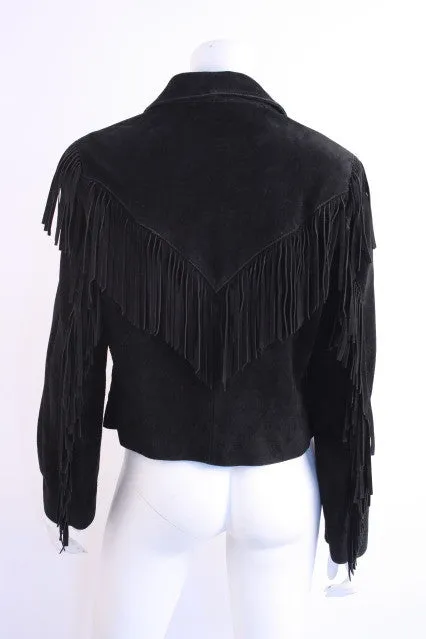 Retro Black Suede Fringe Coat - More suitable for search engine optimization.