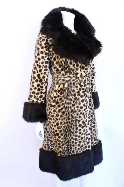 Retro Leopard Print Faux Fur Safari Coat