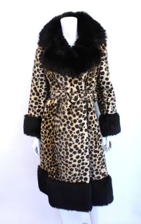 Retro Leopard Print Faux Fur Safari Coat