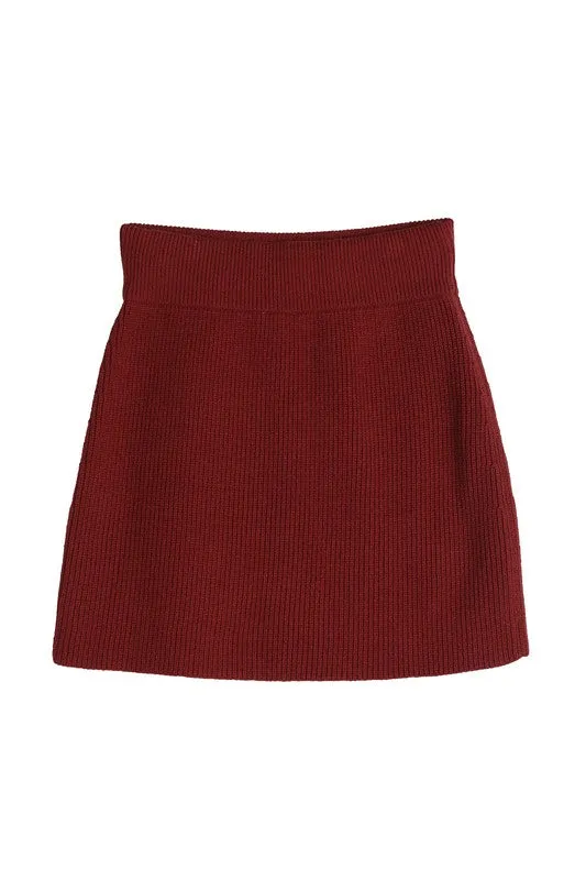 Ribbed Knit Skirt and Sweater Set